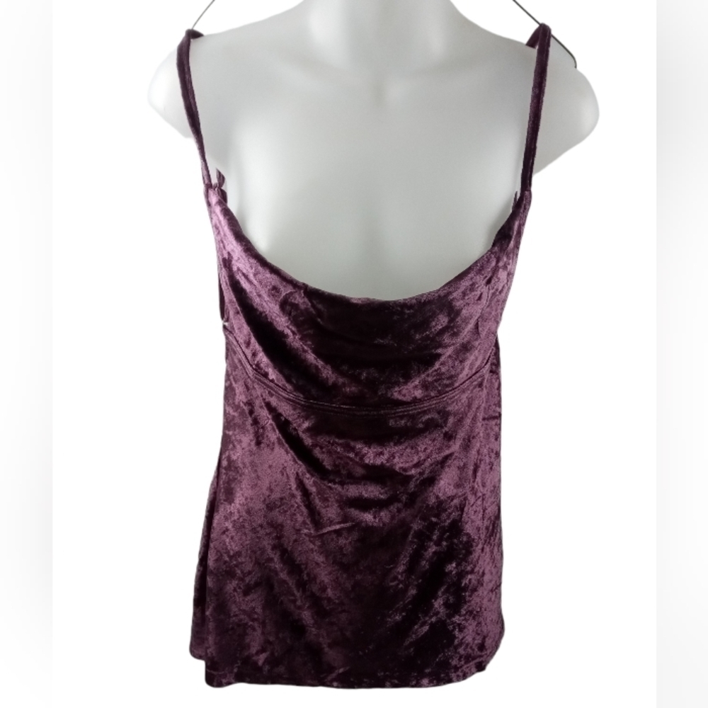 Free People Crushed Velvet Cowl Neck Camisole Tank Top in Deep Plum Medium - Picture 5 of 8